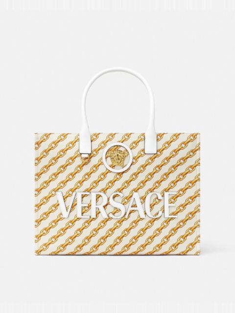VERSACE Chain Stripes La Medusa Large Tote Bag