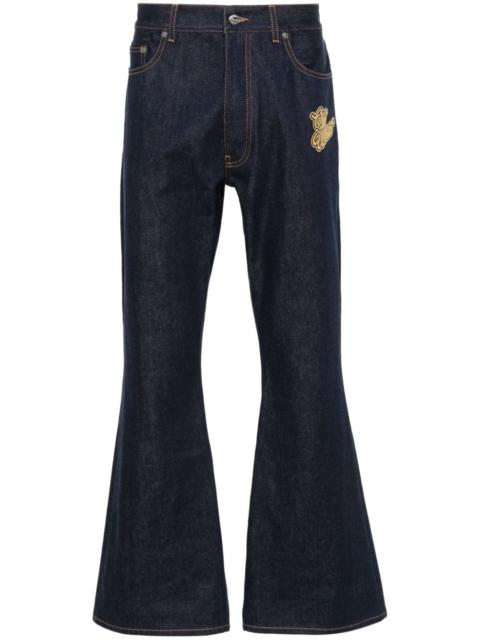 Off-White logo-embroidered flared jeans