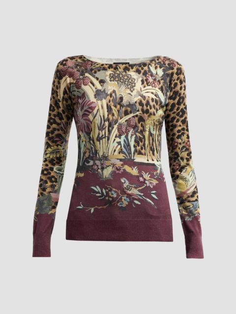 Etro Women's Jungle Silk-Cashmere Knit Top - Printed Red