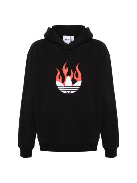 flames logo-patch cotton hoodie