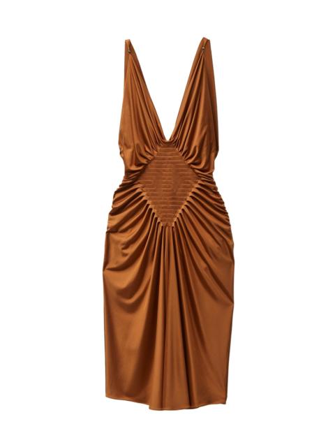 VERSACE Women's Gathered Jersey Knee-Length Cocktail Dress - Tobacco