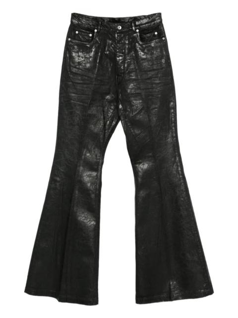 Rick Owens Flared Trousers With A Metallic Effect