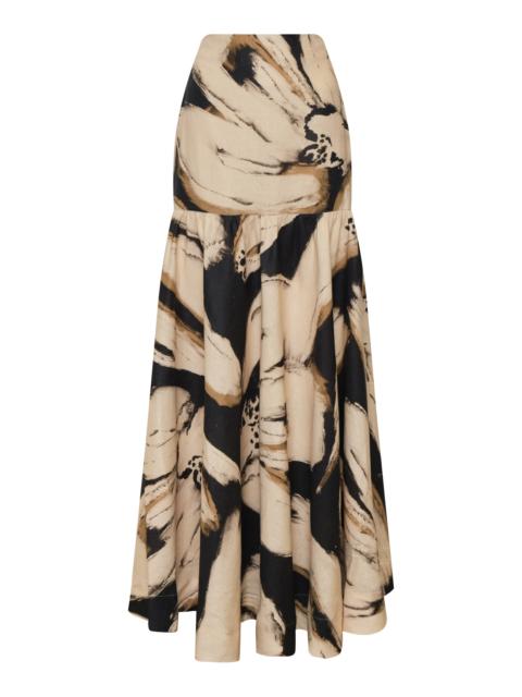 ANDRES OTALORA Intencion Printed Linen Maxi Skirt print