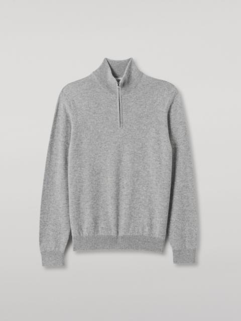 Johnstons of Elgin Rory Grey Classic Cashmere Zip Neck Jumper