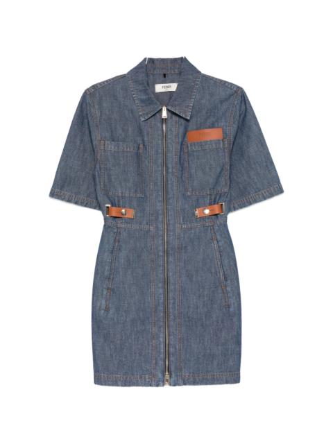 FENDI Fendi Zip-up Logo-patch Mini Dress