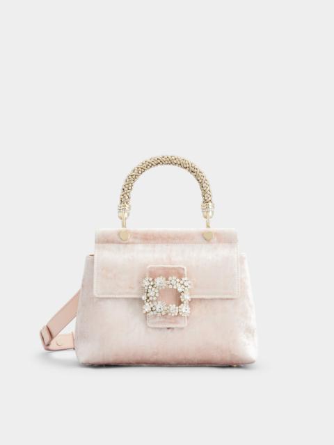 Roger Vivier Viv' Flower Strass Jewel Buckle Cabas Mini Bag in Velvet