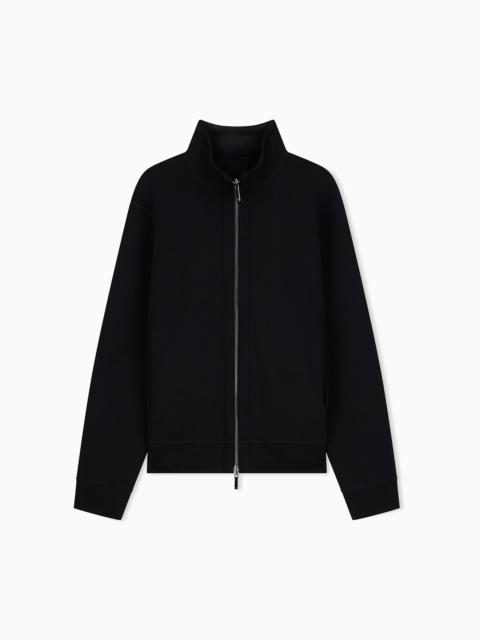 EMPORIO ARMANI FULL ZIP LYOCELL CHENILLE SWEATSHIRT
