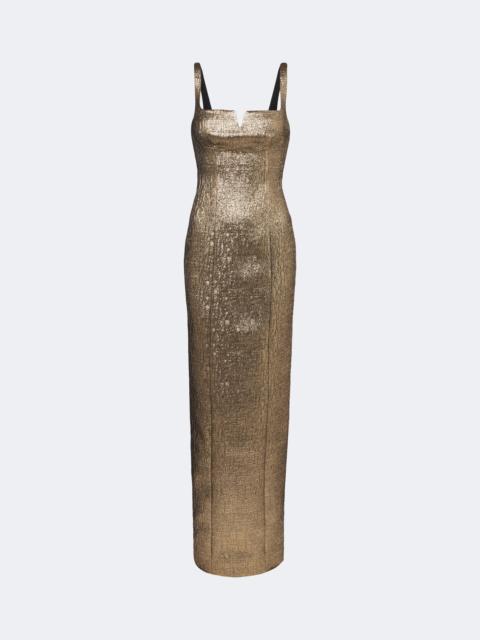 ROLAND MOURET Lamé jacquard gown