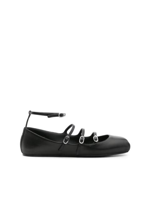 buckled-straps leather ballerina shoes