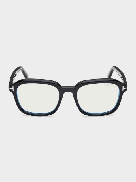 TOM FORD 53MM Blue Block Rectangular Eyeglasses