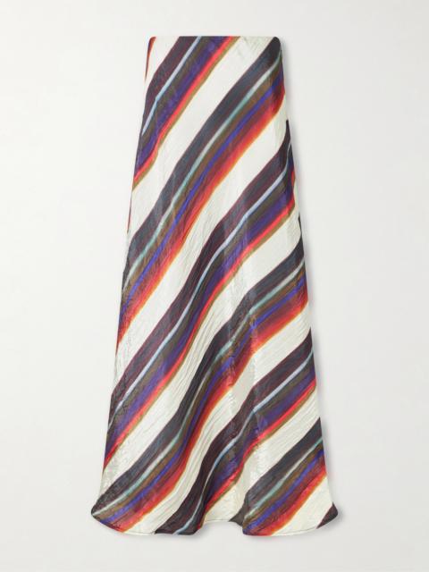 CHRISTOPHER JOHN ROGERS Morris Striped Crinkle-satin Maxi Skirt