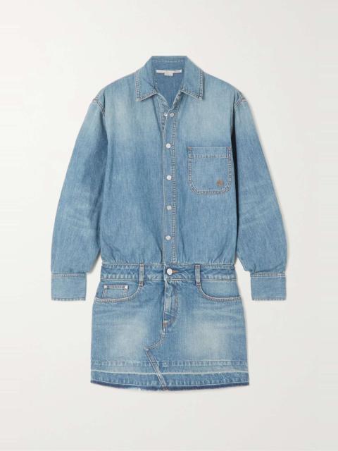 + NET SUSTAIN embroidered denim mini dress