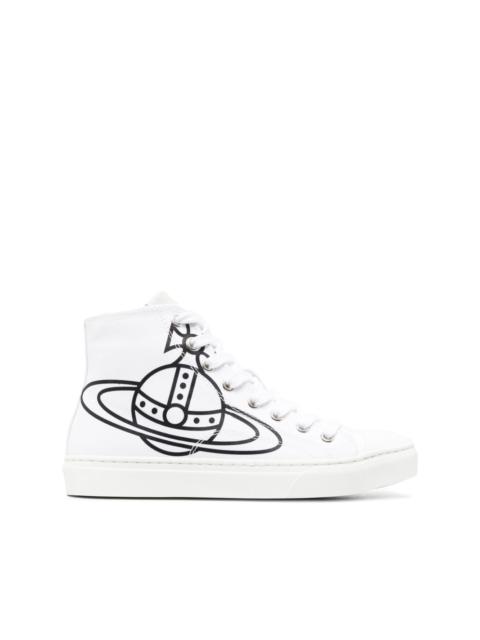 Orb-print canvas high-top sneakers