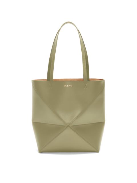 Medium Puzzle Fold tote in shiny calfskin