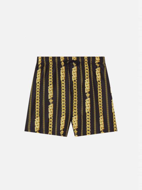 VERSACE Chain Pinstripe Swim Shorts