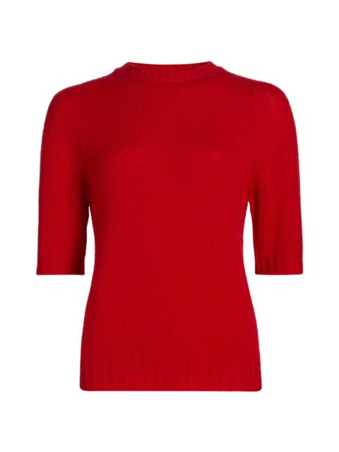 FABIANA FILIPPI Women's Gauzed Cashmere Short-Sleeve Sweater - Lacca