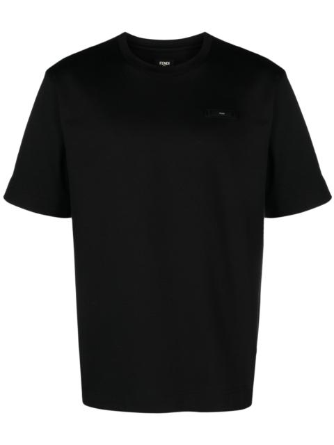 Black Fendi Roma-Appliqué Cotton T-shirt