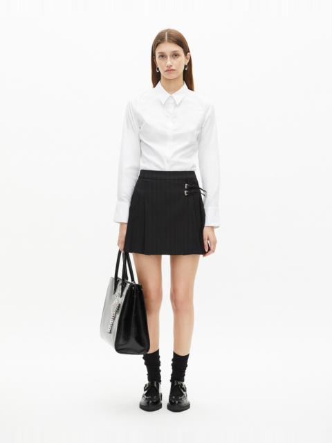The Kooples SHORT BLACK STRIPED PLEATED SKIRT