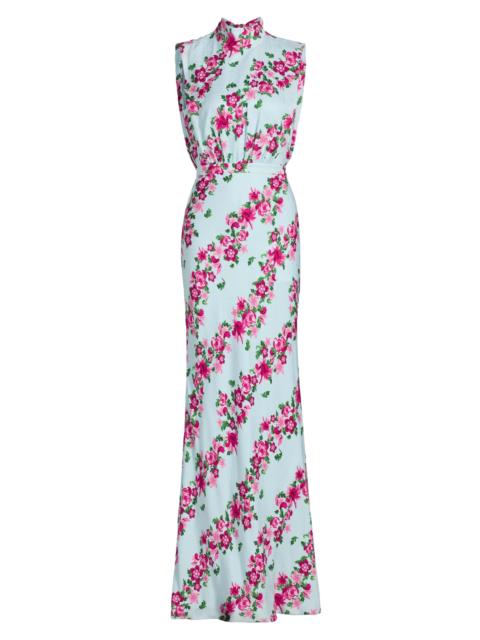 SALONI Women's Fleur Floral Satin Gown - Bellis Stripe