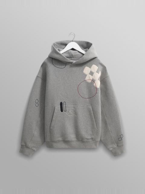 Wax London Rydal - Grey Doodle Embroidered Loopback Cotton Hoodie