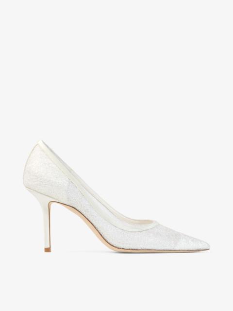 JIMMY CHOO Love 85 Ivory Candyfloss Glitter Pumps