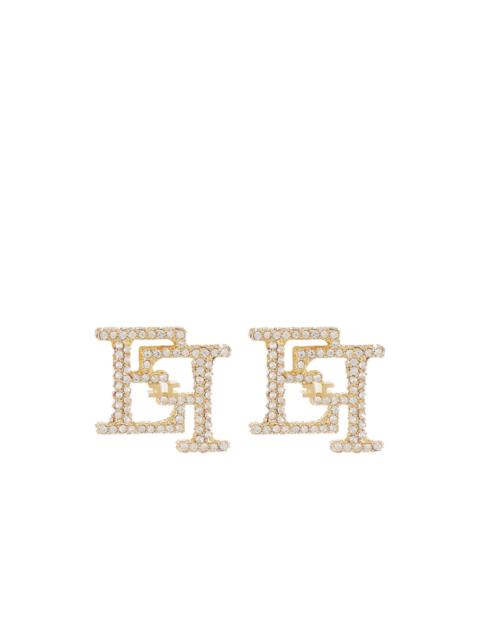 ELISABETTA FRANCHI logo crystal-embellished earrings
