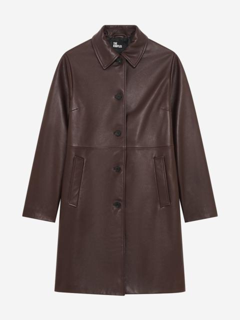The Kooples LONG BURGUNDY LEATHER COAT
