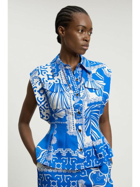 KAREN MILLEN Premium Linen Printed Woven Sleeveless Woven Top