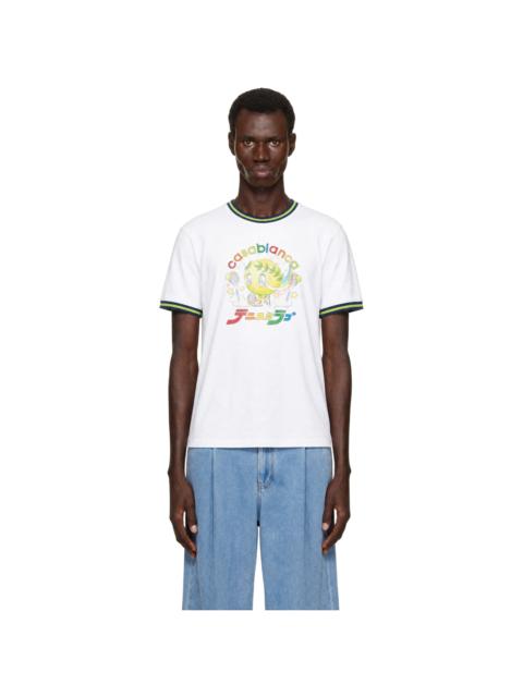 CASABLANCA White Contrast Ringer Kawaii Tennis Ball T-shirt