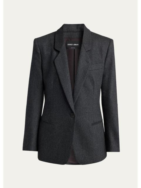 GIORGIO ARMANI Wool-Cashmere Blazer with Strong Shoulders