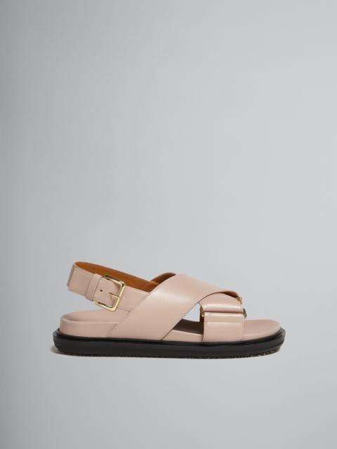 Marni BEIGE LEATHER CRISS-CROSS SANDAL