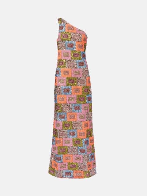 Taller Marmo Sequined one-shoulder gown