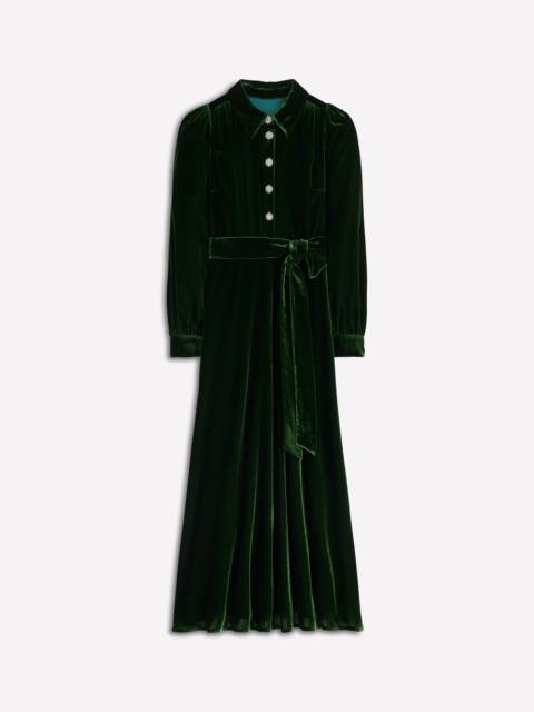 BODEN Vivienne Velvet Midi Dress-Green Fir
