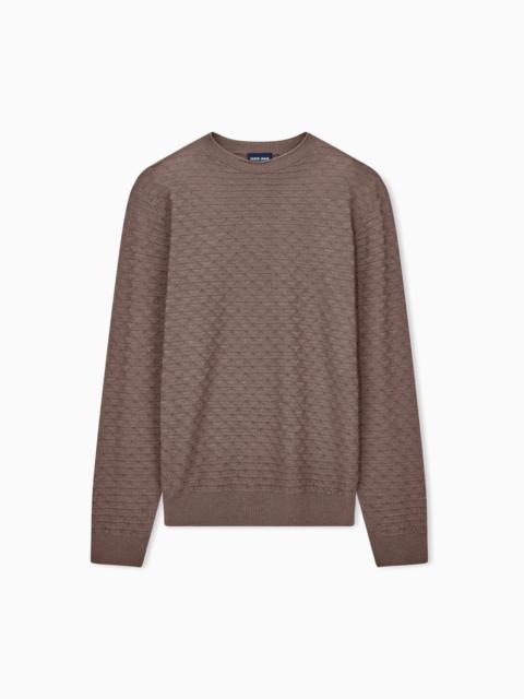 GIORGIO ARMANI SWEATER WITH REGULAR FIT IN VIRGIN WOOL WITH TRIANGLE WEAVE