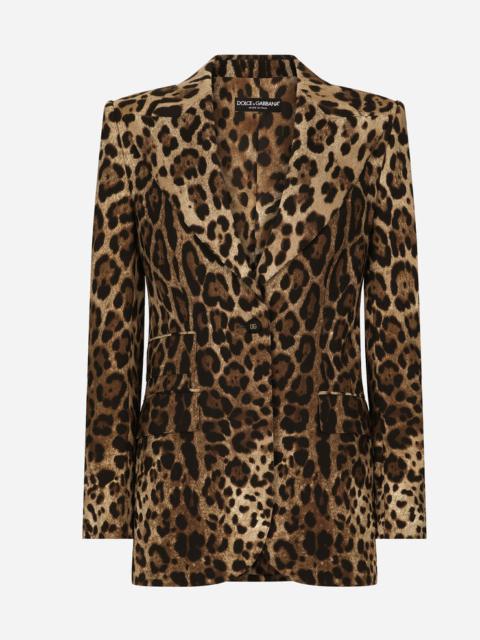 Leopard-print wool Turlington jacket