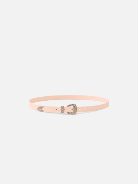 PINKO CROCODILE-PRINT LEATHER BELT WITH TEXAN BUCKLE, 1.7 CM