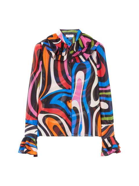 Marmo-print silk shirt