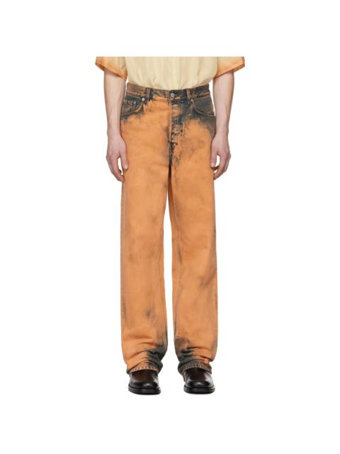 Orange Bleached Jeans