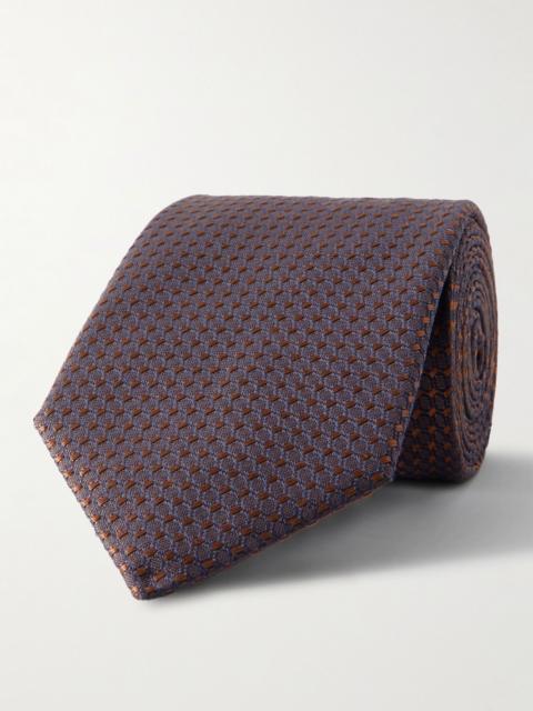 Canali 8cm Silk-Jacquard Tie Burgundy