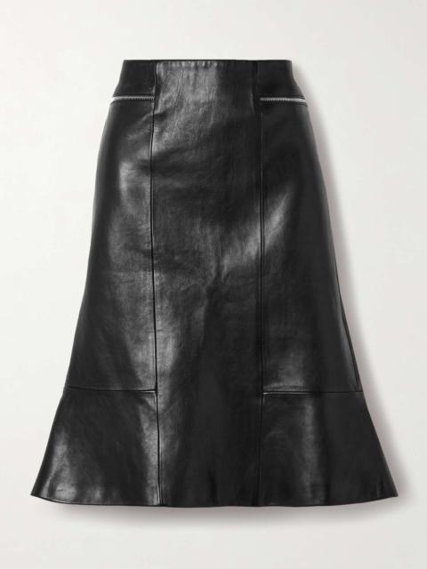 Francine paneled leather midi skirt