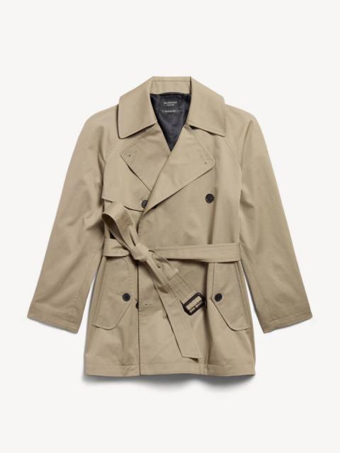 BALENCIAGA Women's Cocoon Short Trench in Beige