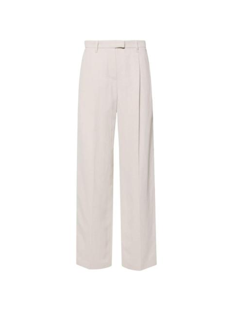 inverted-pleat straight-leg trousers