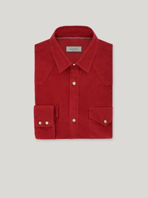 Canali RED CASUAL COTTON CORDUROY REGULAR-FIT SHIRT