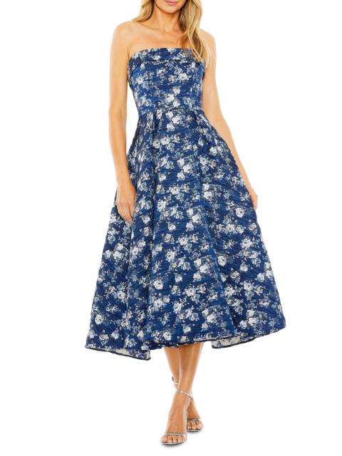 MAC DUGGAL Women's Floral Brocade Midi-Dress - Blue Multi