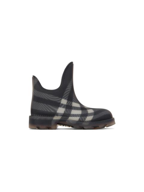 Burberry Black Check Rubber Marsh Low Boots