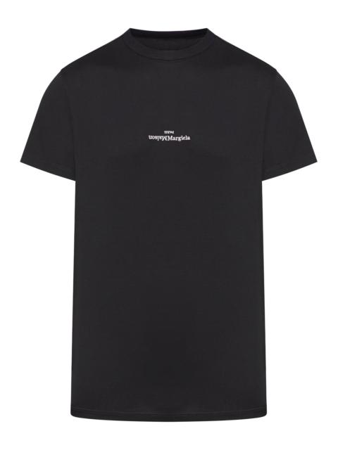 Maison Margiela T-SHIRT WITH CONTRASTING WHITE EMBROIDERED LOGO