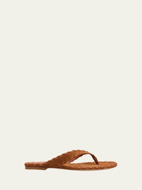 Gianvito Rossi Whipstitch Suede Thong Sandals