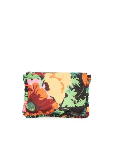floral-print zipped clutch bag