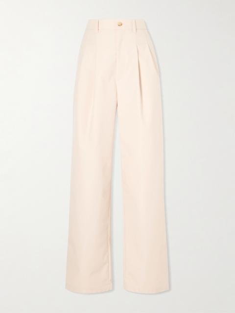 WARDROBE.NYC Pleated Cotton-blend Wide-leg Pants