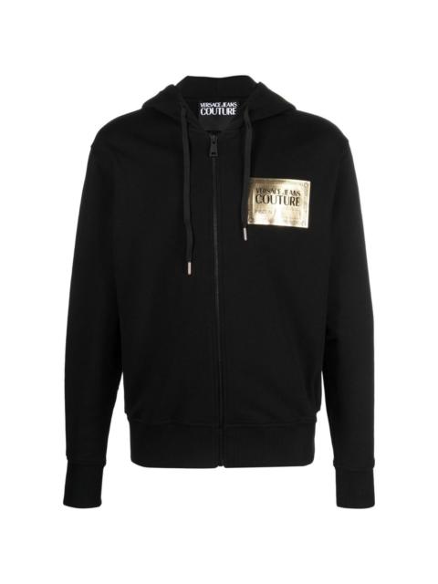 logo-print zipped hoodie